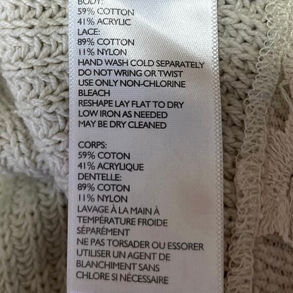 Pins and Needles Gray Knitted Lace Trim Crewneck Long Sleeve Pullover Sweater S - Picture 4 of 4